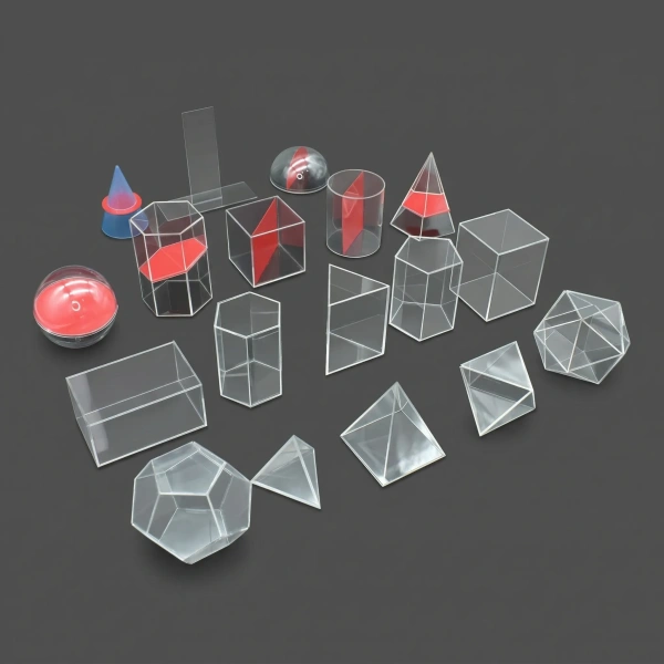 Набор прозрачных геометрических тел с сечениями (не в сборе), в коробе